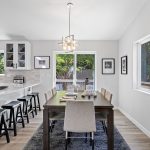 Peninsula kitchen design with seating for casual dining or morning coffee.