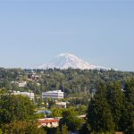 One more floor up, Mount Rainier again — this time from the primary bedroom's own deck.